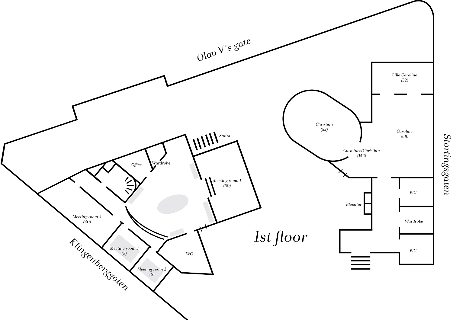 Floor plan of meetings and event fasilities at Continental